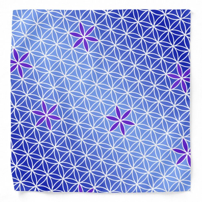 Flower Of Life - stamp seamless pattern - blue Bandana (Front)