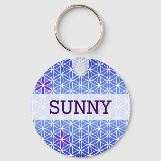 Flower Of Life - stamp seamless pattern - blue Keychain (Front)