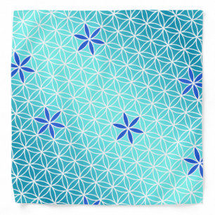 Flower Of Life - stamp seamless pattern - cyan Bandana