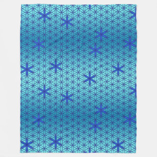 Flower Of Life - stamp seamless pattern - cyan Fleece Blanket