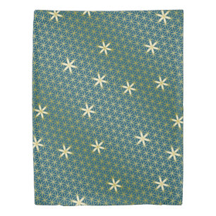 Flower Of Life - stamp seamless pattern - golden Duvet Cover