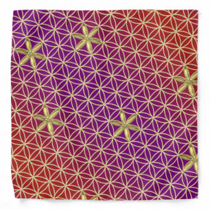 Flower Of Life - stamp seamless pattern - red gold Bandana