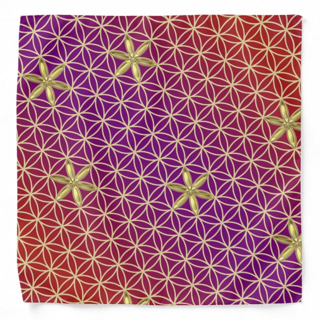 Flower Of Life - stamp seamless pattern - red gold Bandana (Front)