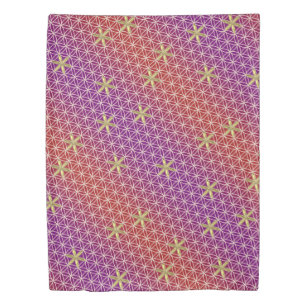 Flower Of Life - stamp seamless pattern - red gold Duvet Cover