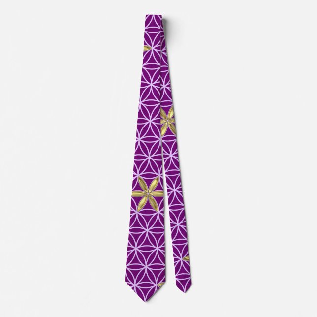 Flower Of Life - stamp seamless pattern - red gold Neck Tie (Front)