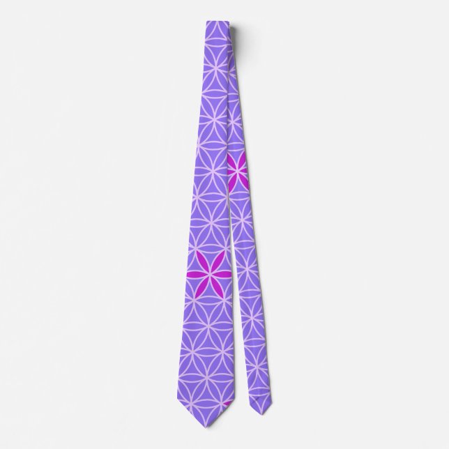 Flower Of Life - stamp seamless pattern - violet Neck Tie (Front)
