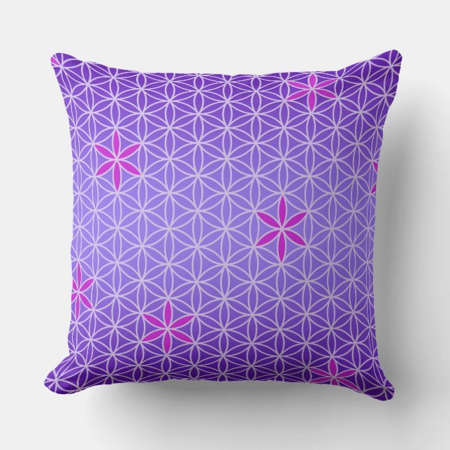Flower Of Life - stamp seamless pattern - violet Throw Pillow (Front)