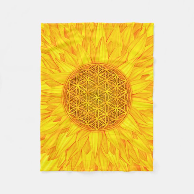 Flower of Life -Sunflower #3 Fleece Blanket (Front)