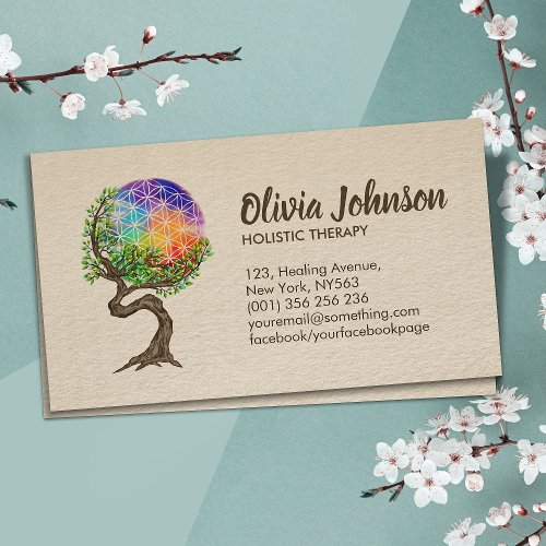 Flower of life tree _ Holistic Therapy Business Card