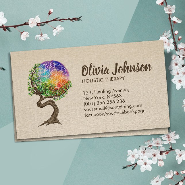 Flower of life tree - Holistic Therapy Business Card (Creator Uploaded)
