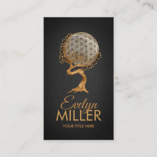 Flower of life tree - mother of pearl and gold Business Card