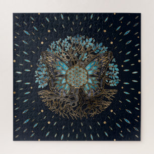 Flower of Life - Tree of life - Butterfly Jigsaw Puzzle