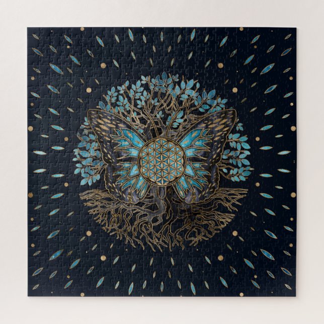 Flower of Life - Tree of life - Butterfly Jigsaw Puzzle (Vertical)