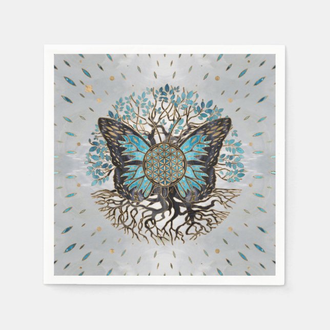 Flower of Life - Tree of life - Butterfly Napkins (Front)