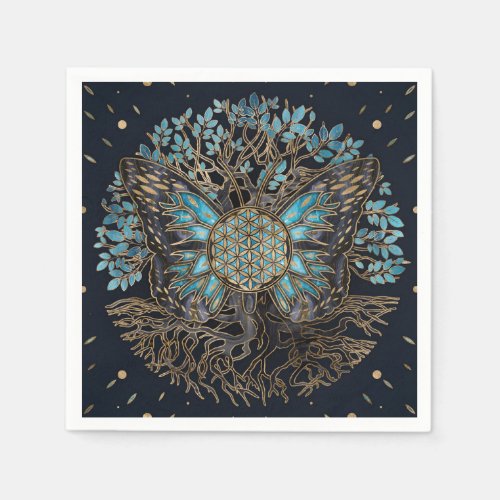 Flower of Life _ Tree of life _ Butterfly Napkins