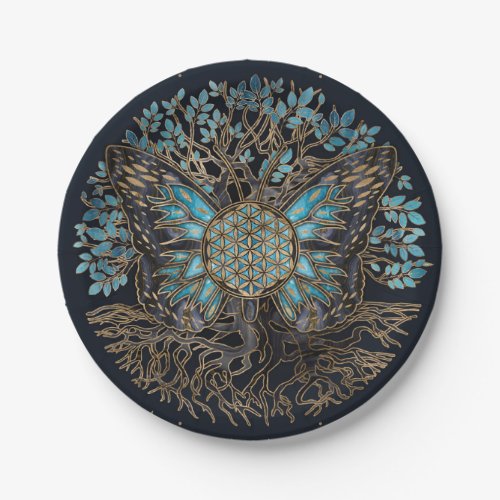 Flower of Life _ Tree of life _ Butterfly Paper Plates