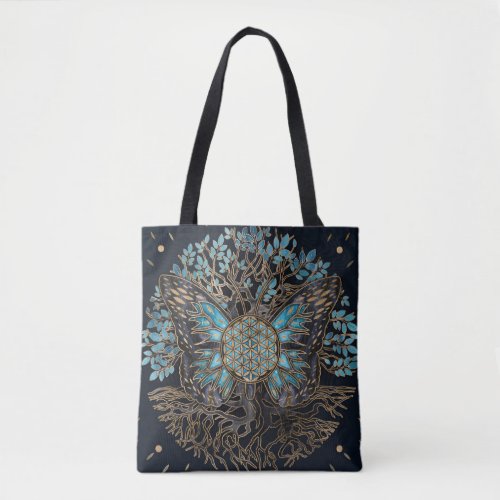 Flower of Life _ Tree of life _ Butterfly Tote Bag