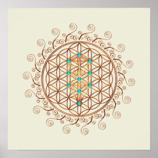 Flower of Life, Tree of Life, Kabbalah, Sephiroth Poster