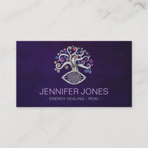 Flower of life _ tree of life _ Silver Business Card