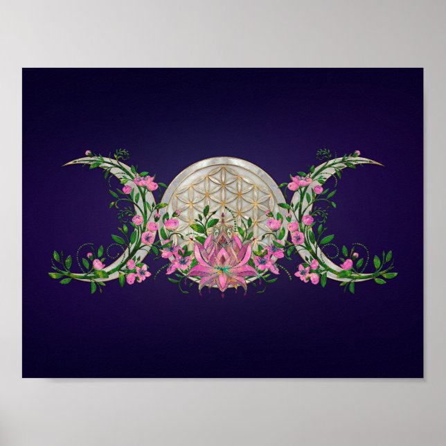 Flower of life Triple Moon Lotus  Poster (Front)