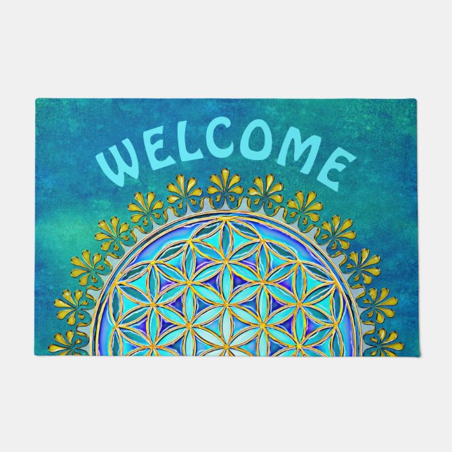 Flower Of Life - Vintage Blossom Ornaments 1 Doormat (Front)