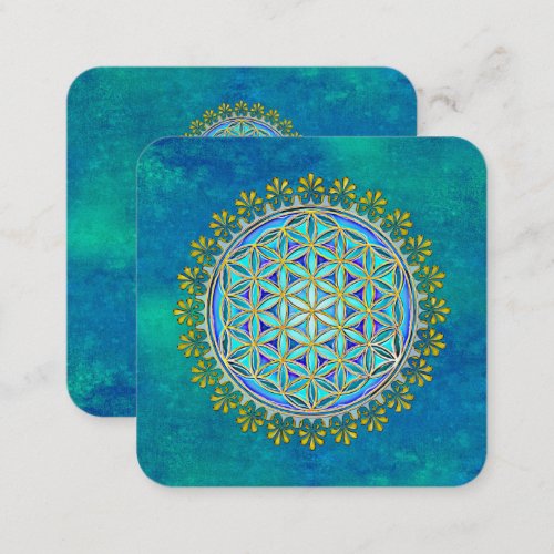 Flower Of Life _ Vintage Blossom Ornaments 1 Square Business Card
