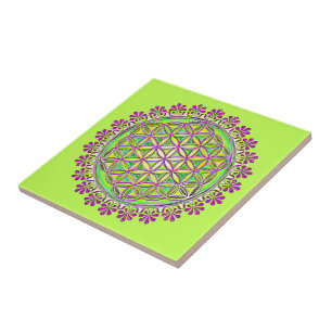 Flower Of Life - Vintage Blossom Ornaments 2 Ceramic Tile