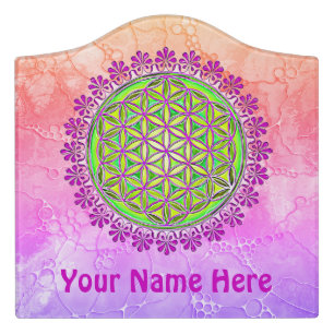Flower Of Life - Vintage Blossom Ornaments 2 Door Sign