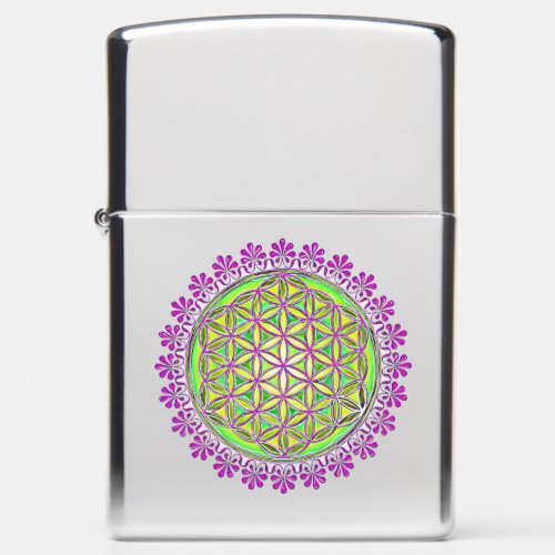 Flower Of Life _ Vintage Blossom Ornaments 2 Zippo Lighter