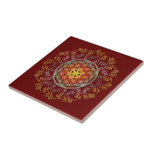 Flower Of Life - Vintage Ornaments Mandala 1 Ceramic Tile