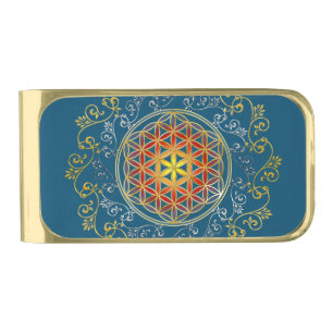 Flower Of Life - Vintage Ornaments Mandala 1 Gold Finish Money Clip