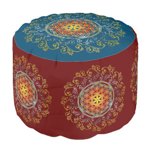 Flower Of Life - Vintage Ornaments Mandala 1 Pouf