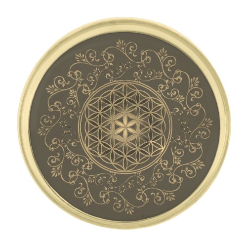 Flower Of Life _ Vintage Ornaments Mandala 2 Gold Finish Lapel Pin