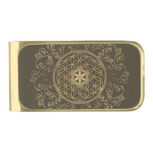Flower Of Life - Vintage Ornaments Mandala 2 Gold Finish Money Clip