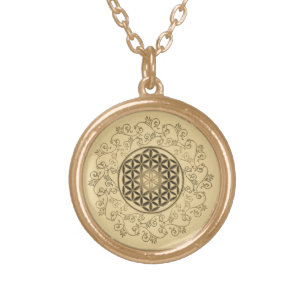 Flower Of Life - Vintage Ornaments Mandala 2 Gold Plated Necklace