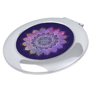Flower Of Life - Vintage Style Galaxy Space 1 Compact Mirror