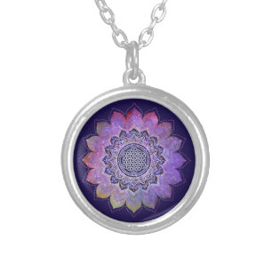 Flower Of Life - Vintage Style Galaxy Space 1 Silver Plated Necklace