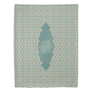 Flower of Life - vintage X & stamp pattern BG 1 Duvet Cover