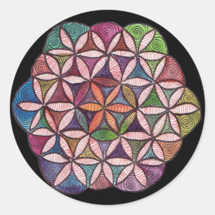 Flower of Life Watercolor art Classic Round Sticker