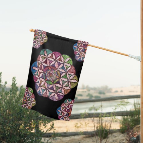 Flower of Life Watercolor House Flag