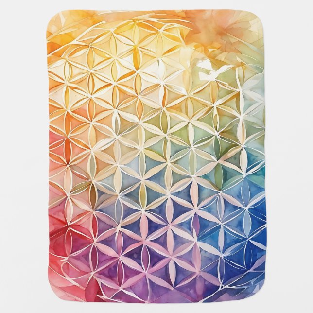 Flower of Life - Watercolor Painting Baby Blanket (Front)