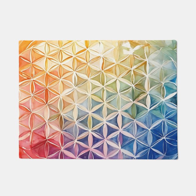 Flower of Life - Watercolor Painting Doormat (Front)
