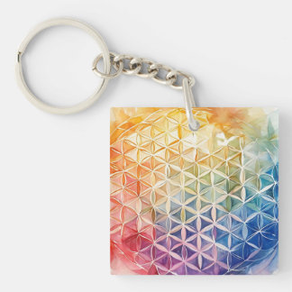 Flower of Life - Watercolor Painting Keychain