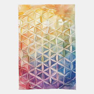 Flower of Life - Watercolor Painting Kitchen Towel