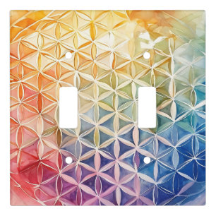 Flower of Life - Watercolor Painting Light Switch Cover