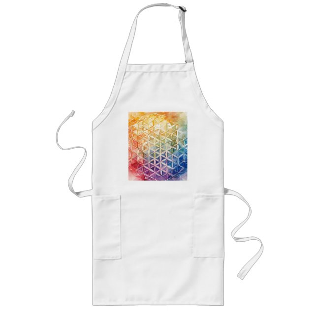 Flower of Life - Watercolor Painting Long Apron (Front)
