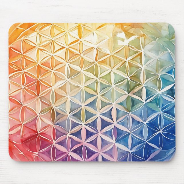Flower of Life - Watercolor Painting Mouse Pad (Front)