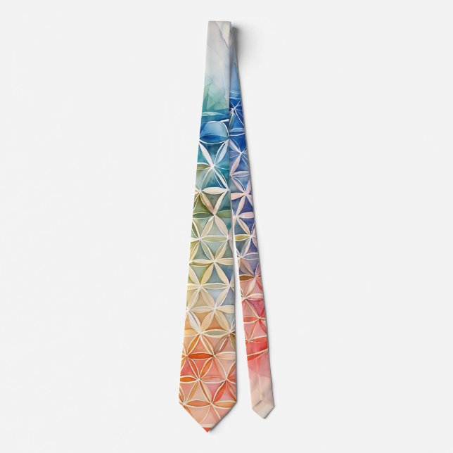 Flower of Life - Watercolor Painting Neck Tie (Front)