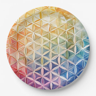 Flower of Life - Watercolor Painting Paper Plates