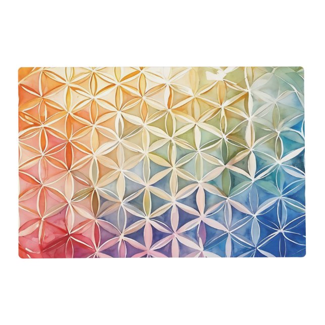Flower of Life - Watercolor Painting Placemat (Front)